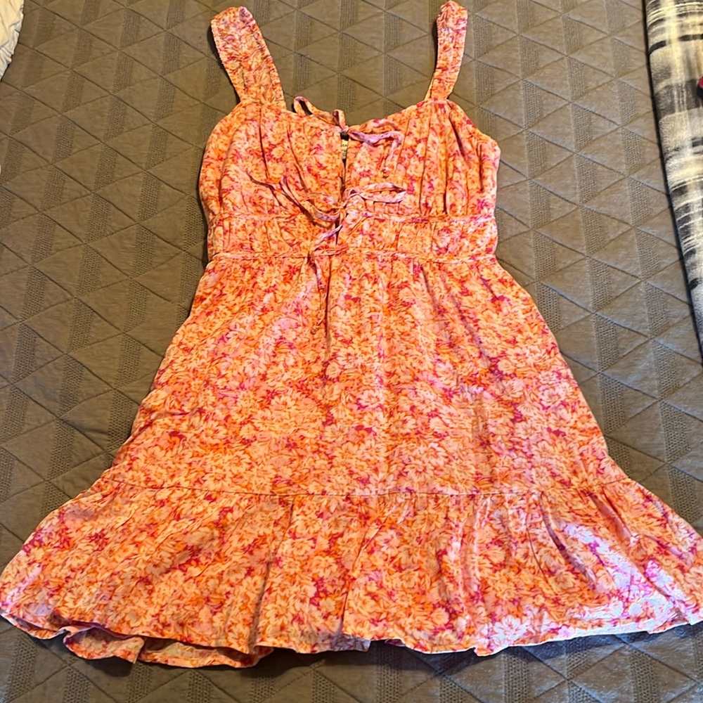 floral pink/orange dress. never worn, tags attached